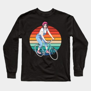 Girl Cyclist Female Bicycle Rider Bike Lover Gift Long Sleeve T-Shirt